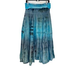 Tie Dye Long Maxi Skirt Sz L Vintage Cotton Goth Whimsical Fairy Y2K Boho Gypsy